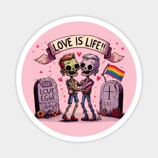 Love is life! Zombie gay couple Magnet